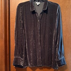 J. Jill Charcoal Blouse crushed velvet